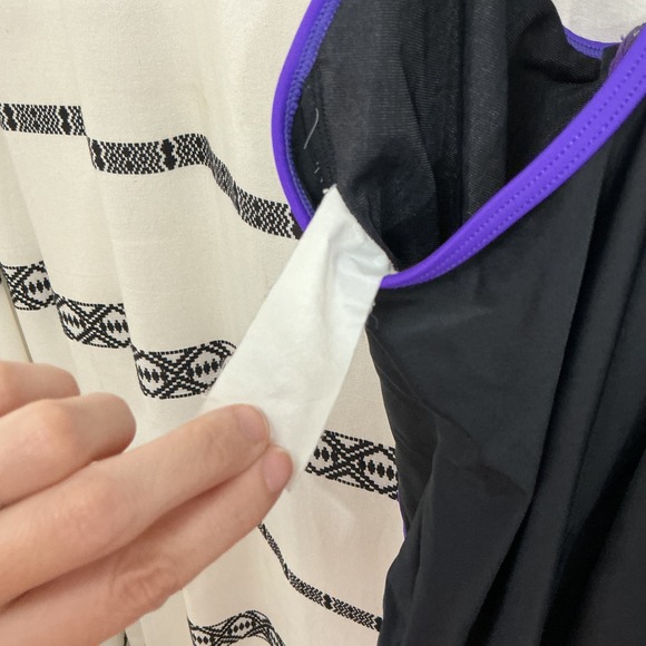 Y2K Vintage Speedo One Piece Swimsuit Women's M Black Purple Zip Front 90s 2000s - Picture 4 of 5